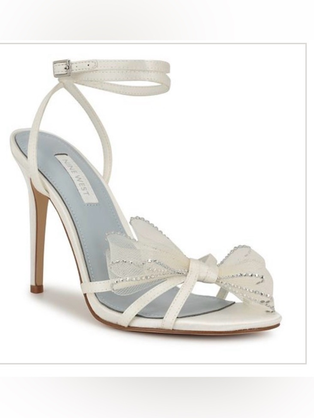 Nine West ivory Bow Ankle-Strap Stiletto Sandal